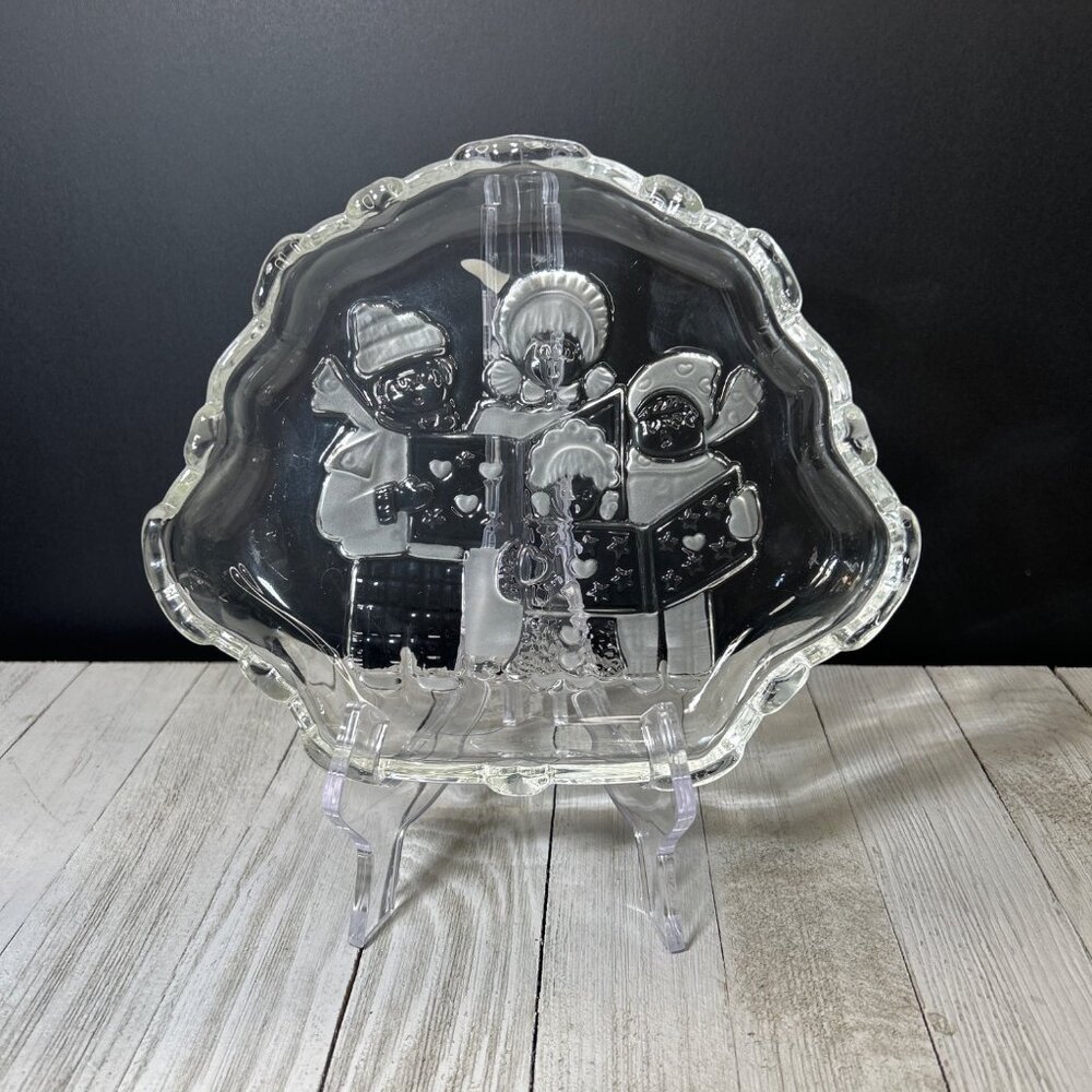Vintage Mikasa Crystal Glass Christmas Carolers Sweet Candy Dish